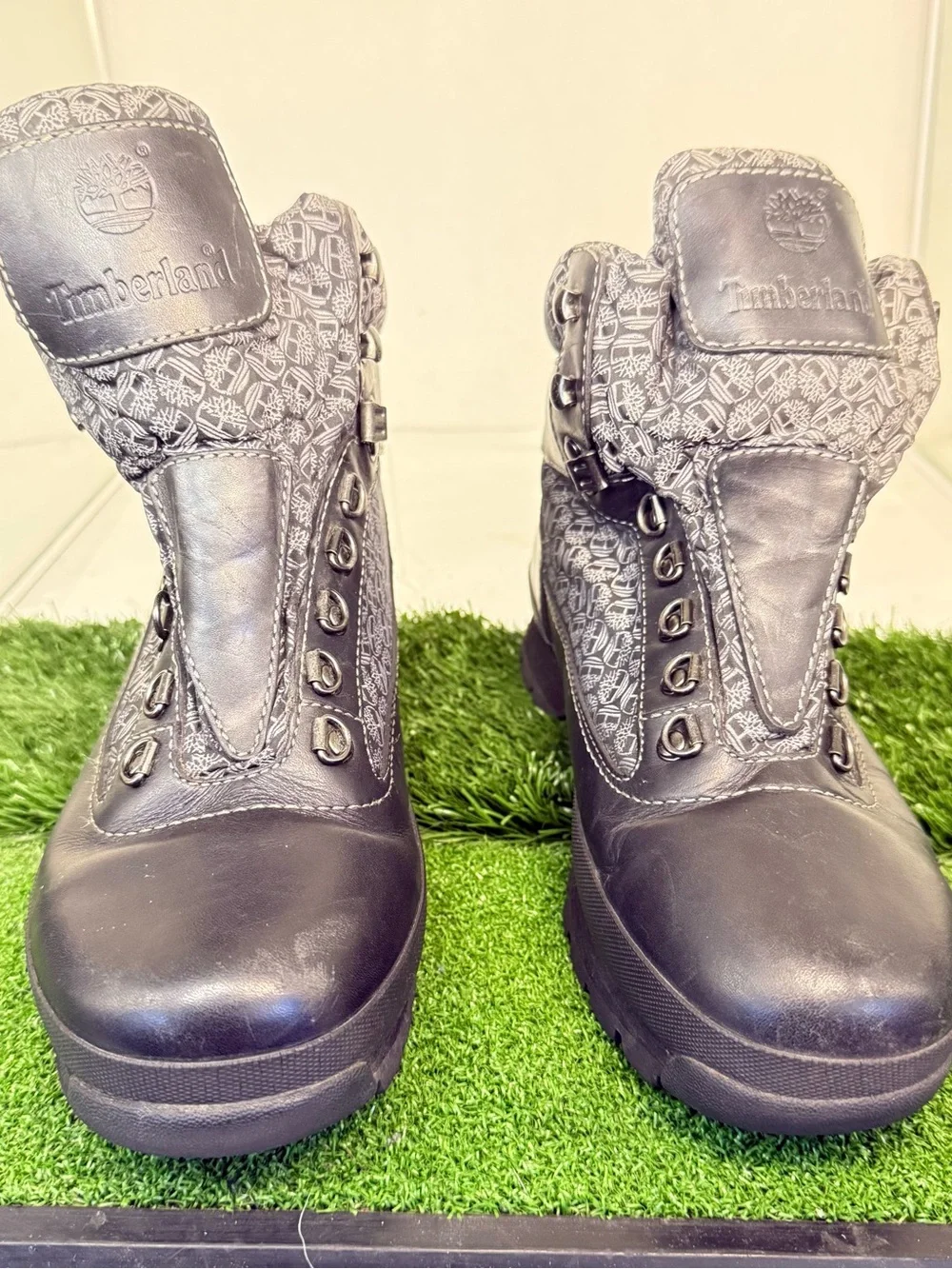 Timberland Men's Black Patterned Leather Hiking Boots